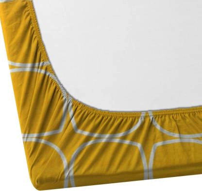 Glace Cotton Fitted Bedsheet With 2 Pillow Covers (Yellow, 90x90 inches)