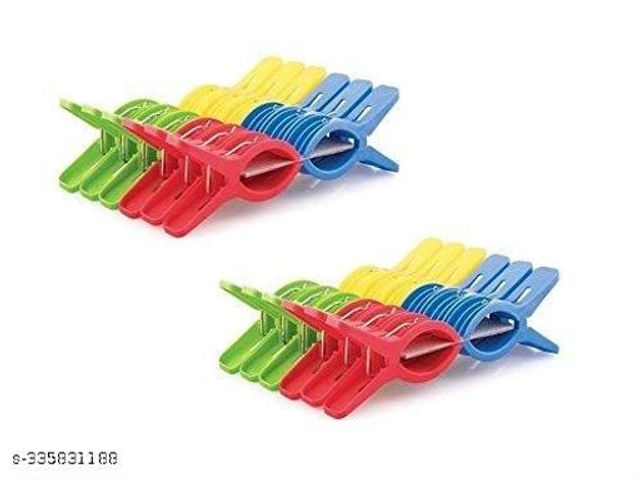 Plastic Drying Cloth Clips (Multicolor, Pack of 12)