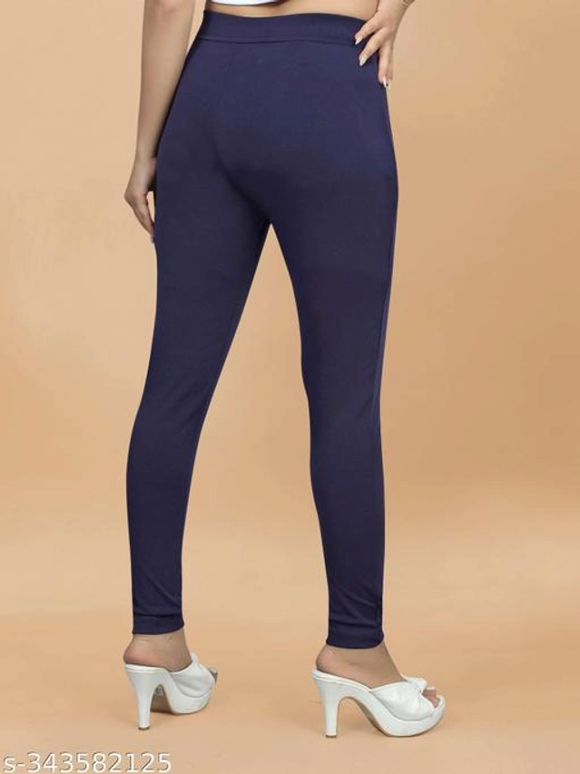 Lycra Jeggings for Women (Navy Blue, 38)