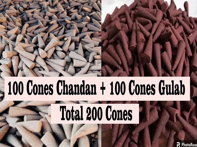 Chandan 100 Pcs & Gulab 100 Pcs Incense Cones (Set of 2)