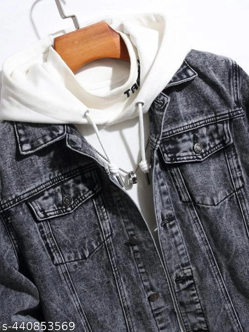 Denim Jacket for Men (Grey, M)