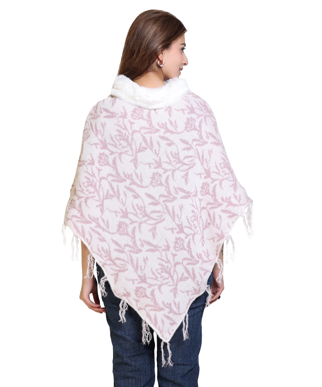 Woolen Self-Design Ponchos for Women (Multicolor, M)