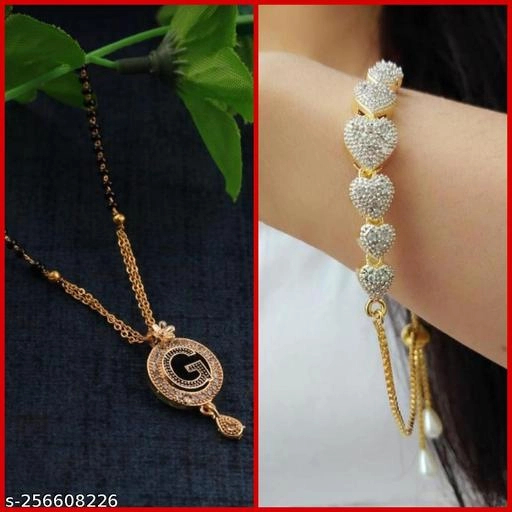 Alloy Mangalsutra with Bracelet for Women (Multicolor, Set of 2)