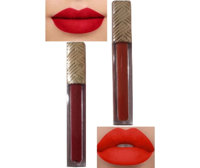 Matte Liquid Lipsticks (Orange & Red, Pack of 2)