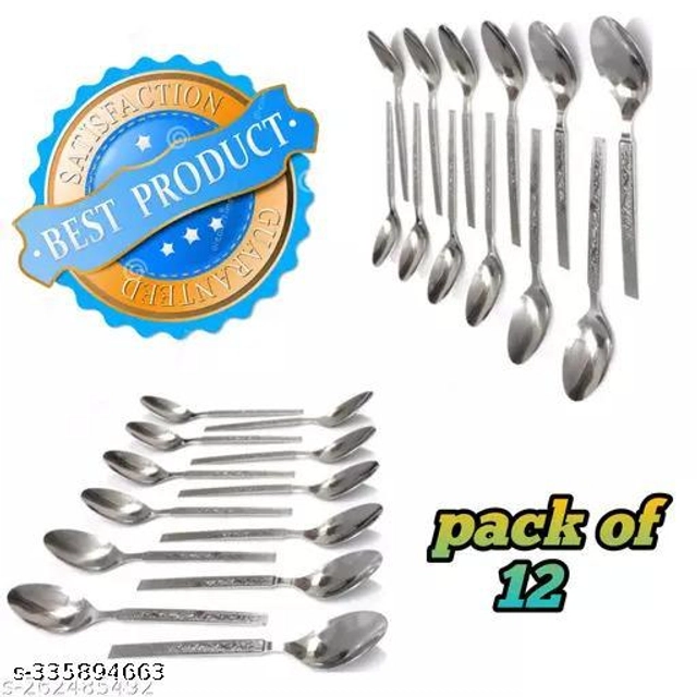 Stainless Steel Spoons (Silver, Pack of 12)