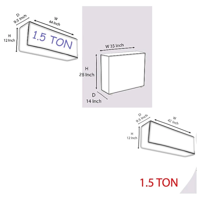 Polyester Printed Split AC Cover (Grey, Set of 1)