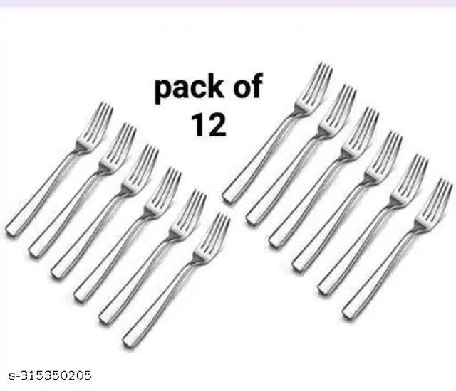 Stainless Steel Forks (Silver, Pack of 12)