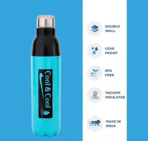 Fancy Plastic Water Bottle (Blue, 1000 ml)