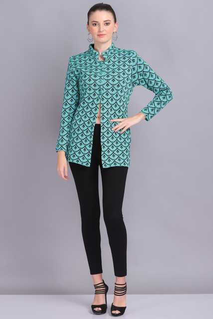 Women's Premium Button Cardigan (Teal Green, L) (AX-43)