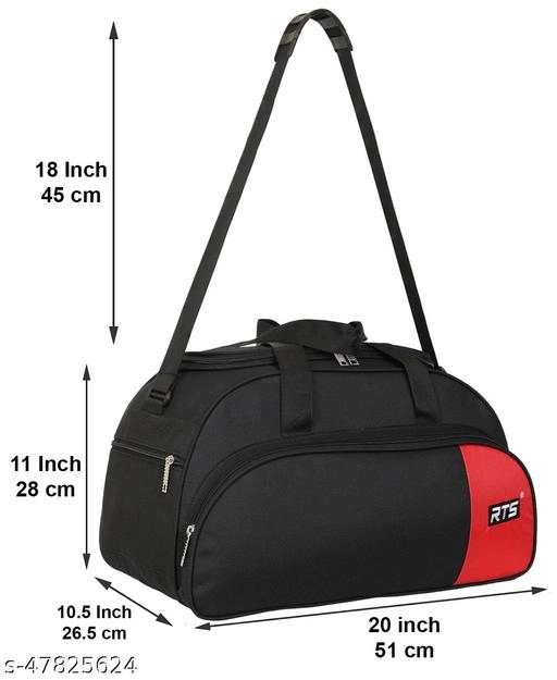 Fabric Duffel Bag (Black & Red)