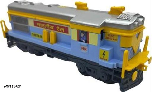 Pull Back Train Engine Toy for Kids (Blue & Yellow)