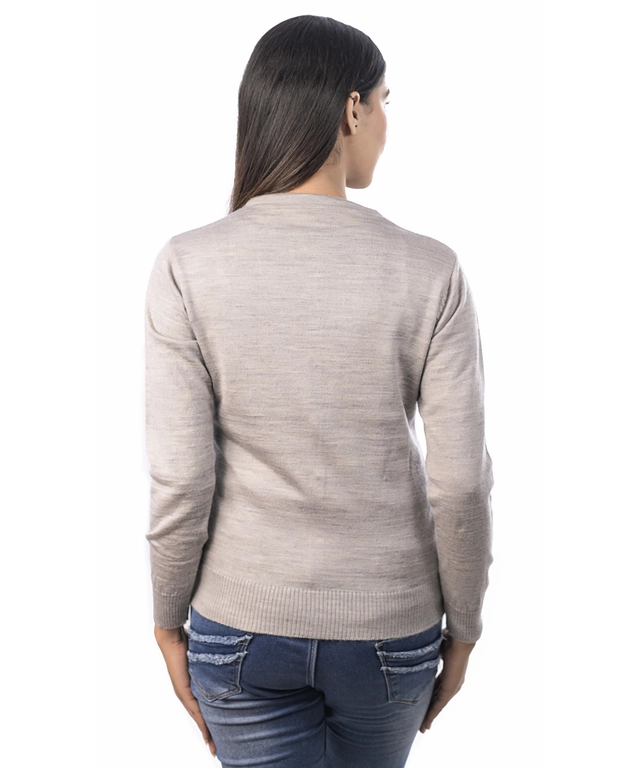 Round Neck Solid Cardigans for Women (Grey, M)