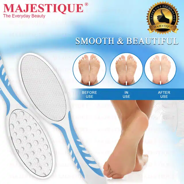 Majestique Dual Side Foot Scrubber With Handle (Pack of 1, Assorted) (BB-28)