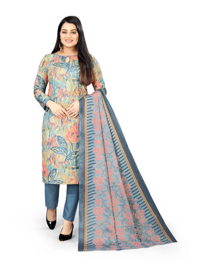 Cotton Blend Floral Unstitched Suits Fabrics for Women (Multicolor, 2 m)