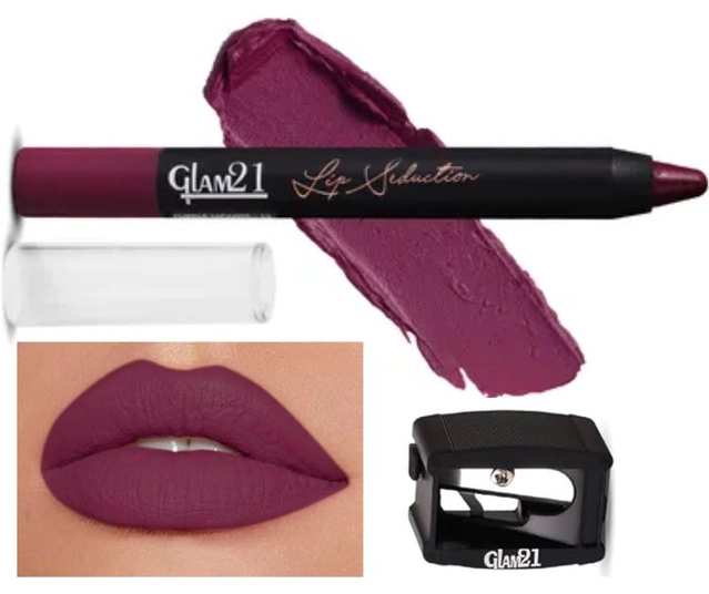 Glam21 Waterproof Crayon Lipstick with Sharpener (Purple, Set of 2)