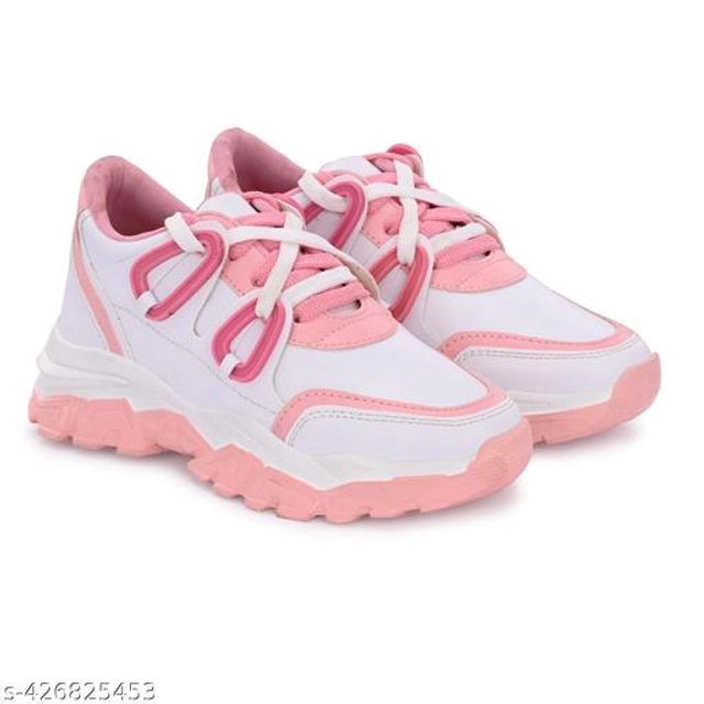 Casual Shoes for Women (Pink & White, 3)