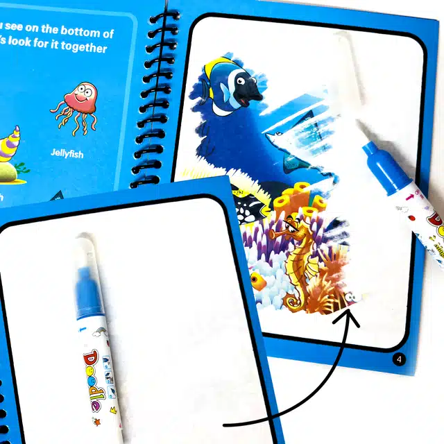 Water Pen with Colorful Reusable Quick Dry Book for Kids (Set of 1)