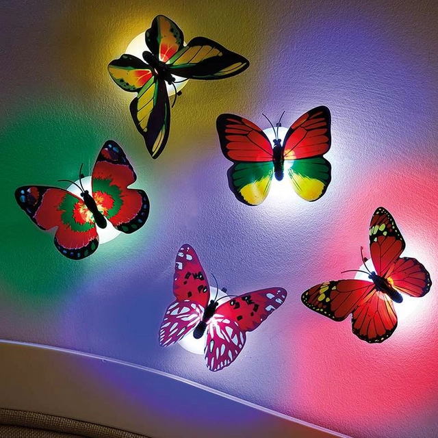 Plastic LED 3D Butterfly Wall Stickers (Multicolor, Pack of 3)