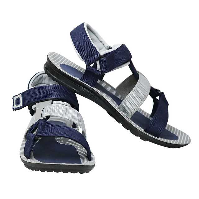 Ligera Men's Stylish Synthetic Leather Casual Sandals (Grey & Blue, 7) (L-07)