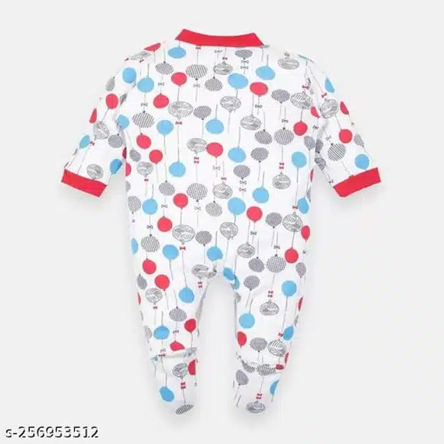 Cotton Rompers for Kids (Red & White, 0-3 Months)