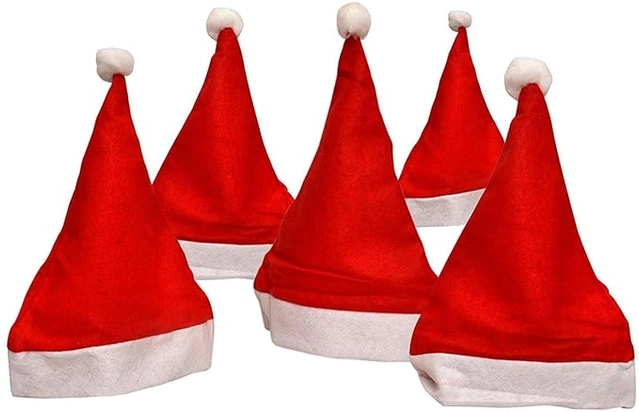 Fur Santa Claus Cap for Men & Women (Red & White, Pack of 2)