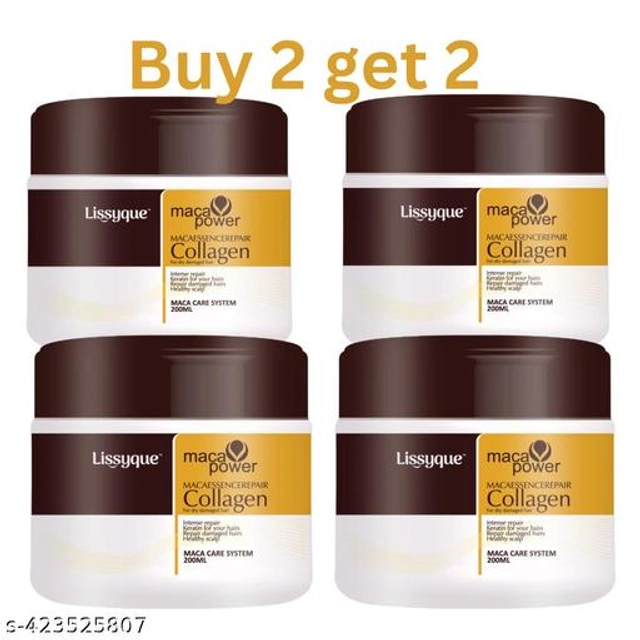 Lissyque Collagen Hair Treatment Deep Repair Conditioning Argan Oil Collagen Hair Mask Essence For Dry Damaged Hair all Hair types- 200ml (Buy Two Get Two Free)