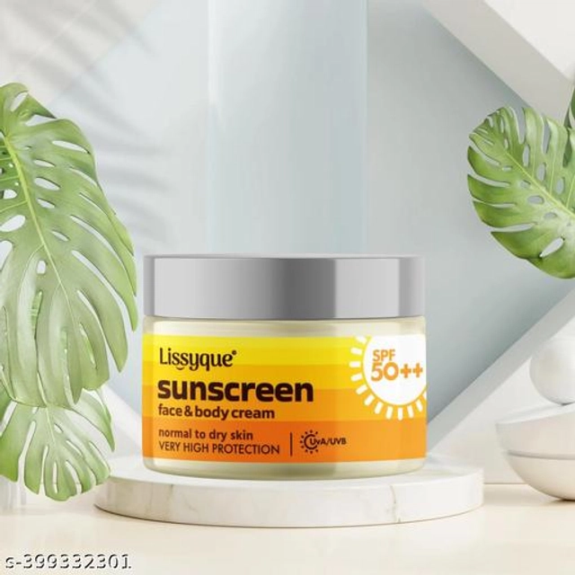  Lissyque High Protective Sunscreen Cream With SPF 50++ Broad Spectrum UVA/UVB For Dry To Normal Skin, Men & Women