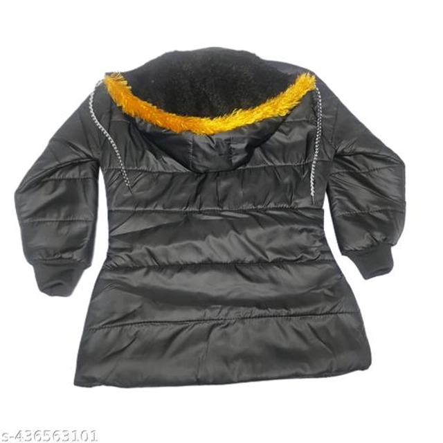 Polyester Jacket for Girls (Black, 0-3 Months)