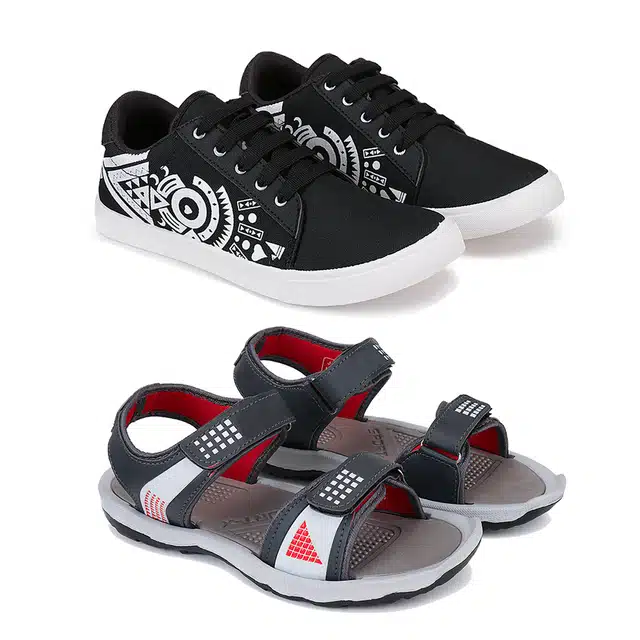 Combo of Sneakers and Sandals for Men (Pack of 2) (Multicolor, 7)