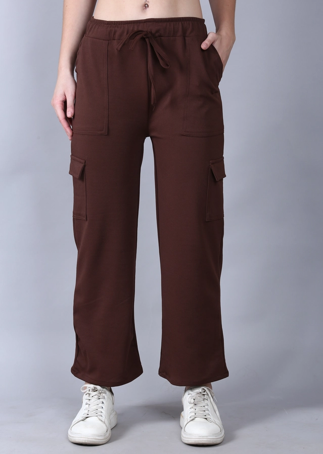 Cotton Blend Regular Fit Cargo Pant for Women (Brown, 28)