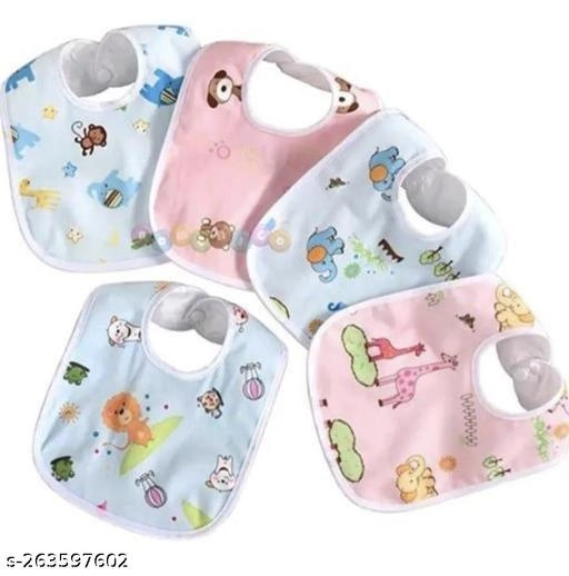 Cotton Printed Bibs for Baby (Multicolor, Pack of 5)