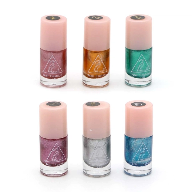 Nail Paint Shine/Metallic Finish Multipack Form Festive Edition (Pack Of 6), (7 ml Each)