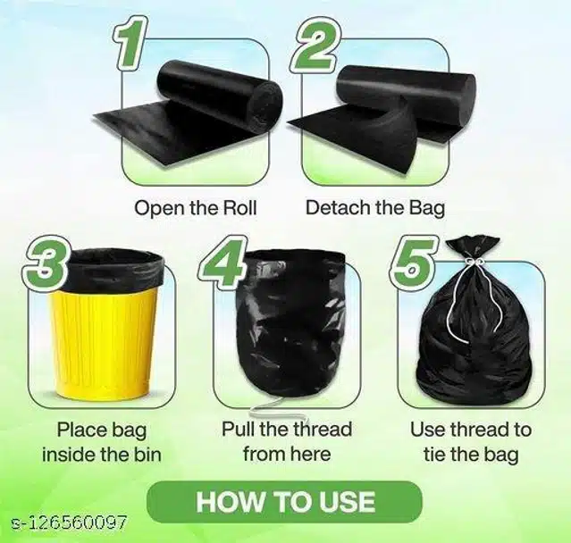 Biodegradable 15 Pcs Garbage Bags (Black, 24x32 inches) (Pack of 3)