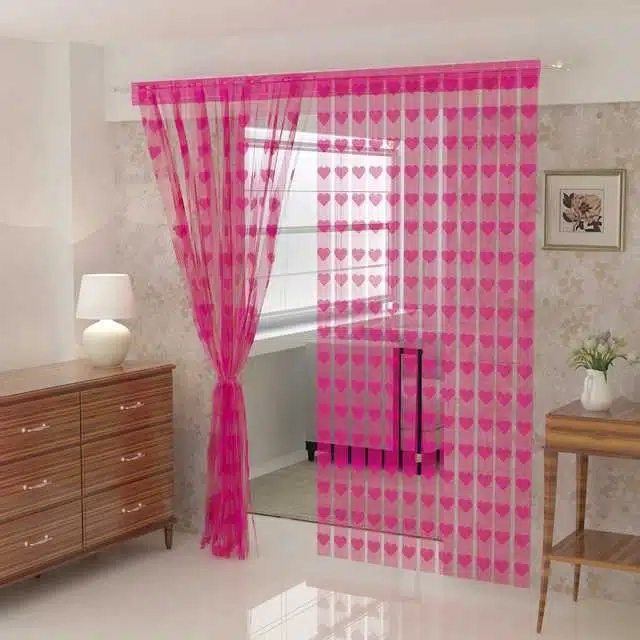 Door Curtain (Heart String Pink Curtain , 4x7 Feet)