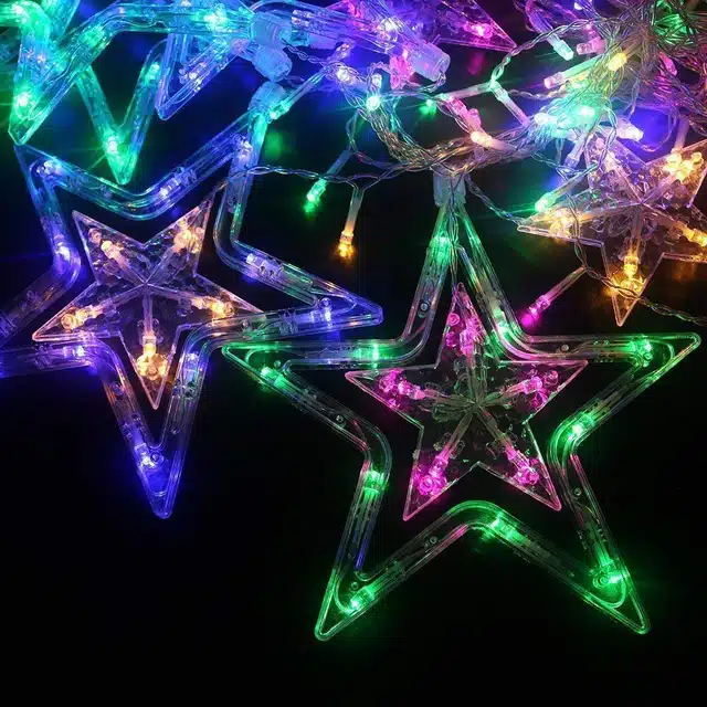 Stars LED Curtain String Lights for Festive Decoration (Multicolor, Set of 1)