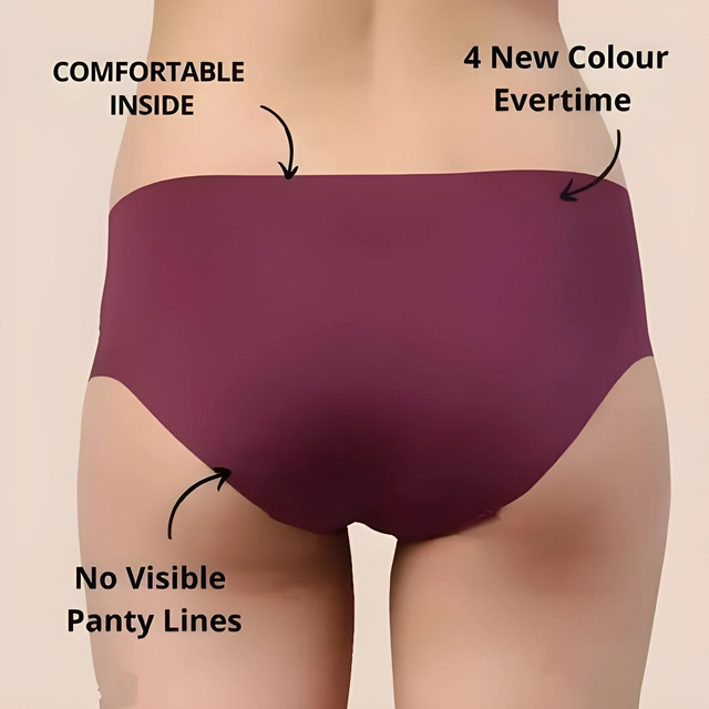 Cotton Solid Mid Waist Seamless Panties for Women & Girls (Multicolor, S) (Pack of 3)