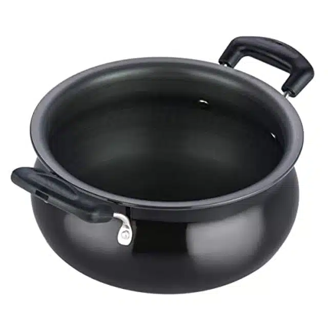 Hard Anodised Biryani Handi with Backlight Handle (Black, 1.4 L)