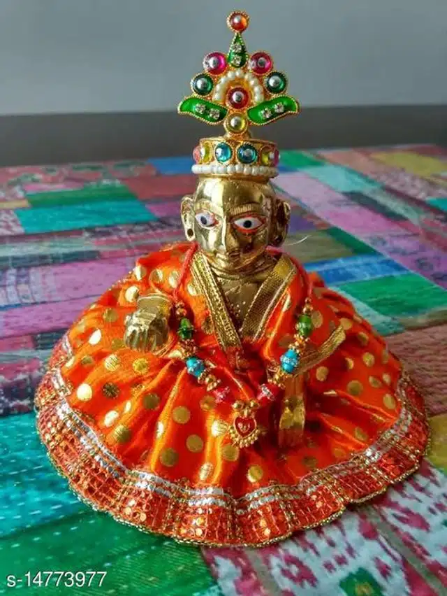 Metal Laddu Gopalji Idol with Free Poshak & Jewellery Set (Multicolor, Set of 1)