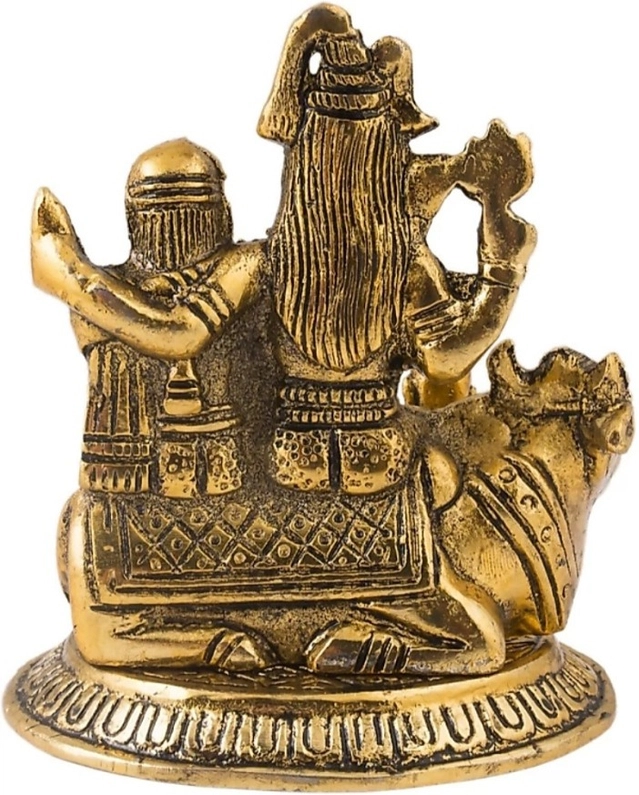 Brass Mahadev Shivji with Pariwar Idol (Gold, 14 cm)