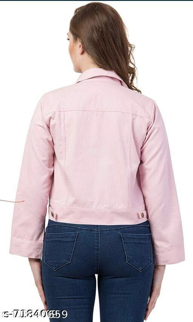 Full Sleeves Solid Jacket for Women & Girls (Pink, S)