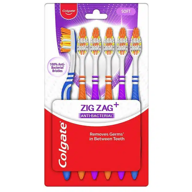 Colgate ZigZag Antibacterial Soft Bristle Toothbrush 6 Pcs