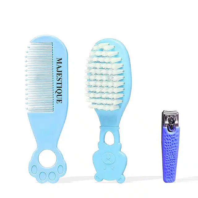 Majestique Baby Hair Brush, Comb and Nail Cutter Set for Newborns & Toddlers (Combo of 3) (B-77)