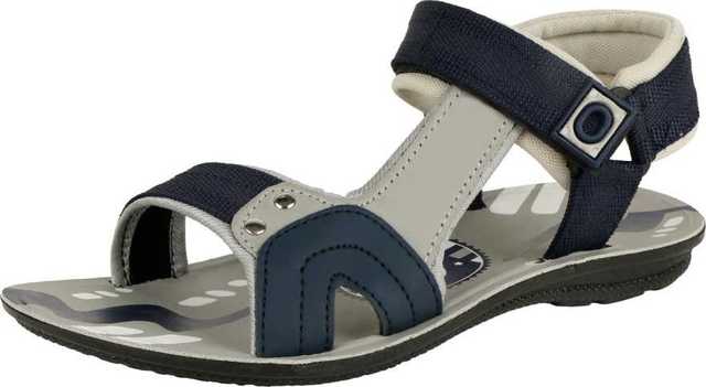 Ligera Men's Stylish Synthetic Leather Casual Sandals (Grey & Blue, 10) (L-05)