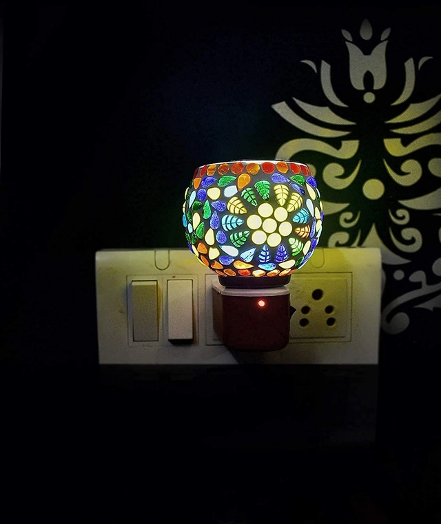 Electric Kapoordani with Night Lamp Incense Burner (Multicolor)