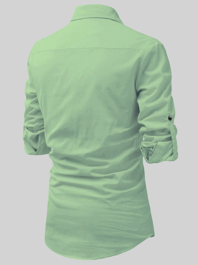 Cotton Solid Kurta for Men (Mint Green, S)