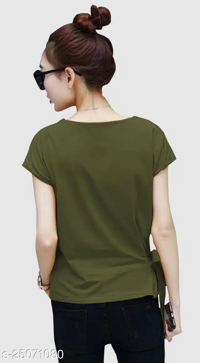 Half Sleeves Top for Women (Olive, S)