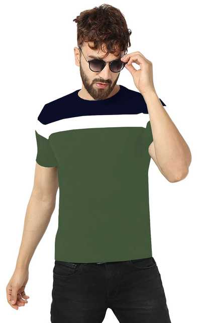 My Swag Casual Cotton Solid T-shirt For Men (Olive Green, S) (MSH-44)