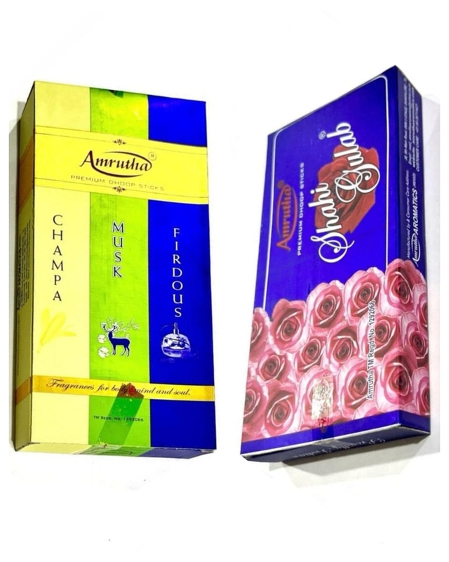 Amrutha 3 in 1 Champa with SHAHI GULAB Dhoop Sticks (90 g, Set of 2)