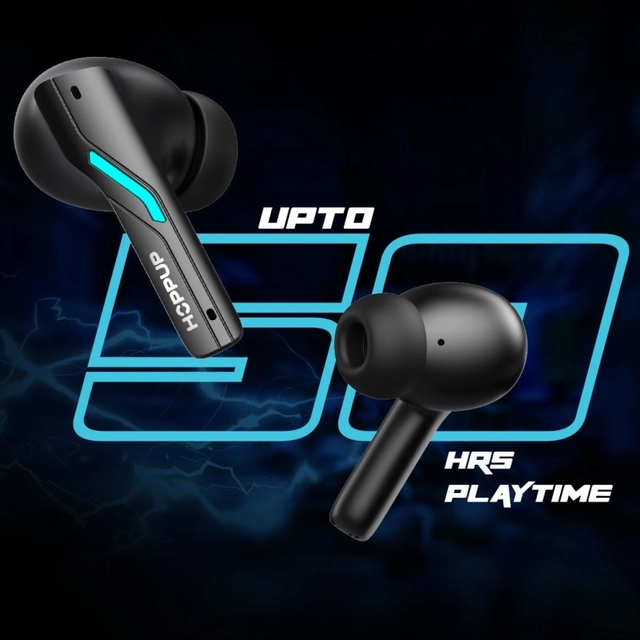 HOPPUP Predator Xo1 Earbuds with 50H Playtime,13MM Drivers,40MS Low Latency,ENC Bluetooth Gaming  (Black, Pack of 1)