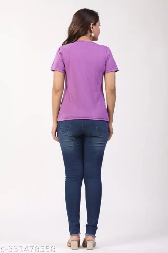Half Sleeves T-Shirt for Women (Purple, S)